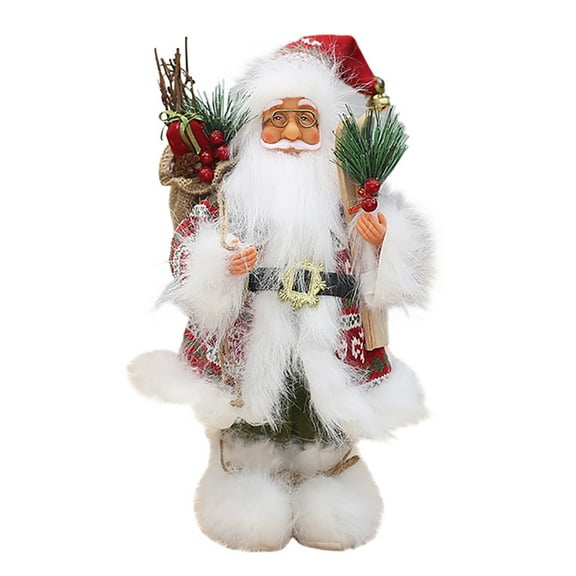HUONA Christmas Traditional Santa Figurine 30CM Standing Santa Claus Ornament Christmas Holiday Home Decorations and Collectibles Type 4