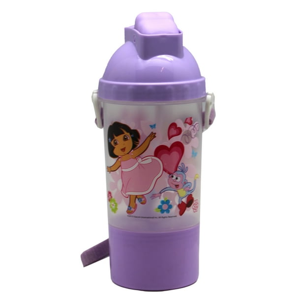 Dora Water Bottle Dora and Boots Flower and Hearts Straw Water Bottle