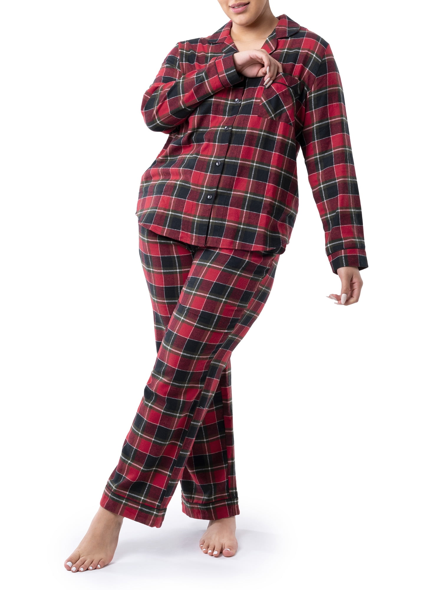 Wrangler Women's Flannel Button-Down Pajama Set, 2-Piece, Sizes S-4X