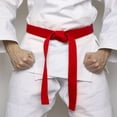 thumbnail image 5 of Cinturón de clasificación de Taekwondo Uxcell, cinturón de artes marciales de poliéster Judo Karate para prácticas de enseñanza de entrenadores rojo 9.8 pies, 5 of 5