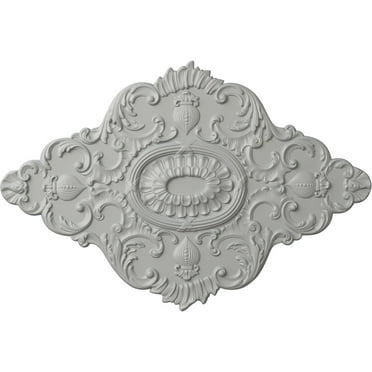 42 3/4"W x 28 7/8"H x 1"P Ashford Ceiling Medallion, Hand-Painted Frost