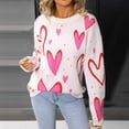 thumbnail image 2 of Tnhcen Women's Pink Heart Print Sweater Cute Valentine's Day Knit Top Soft Acrylic Long Sleeve Crewneck Casual Romantic Love Pattern Sweater Cozy Fall Winter Y2K Fashion, 2 of 8