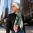 thumbnail image 6 of Suodoka Patterned Faux Silk Bandana Women Satin Elastic Head Scarf - Green Leaves, 6 of 9