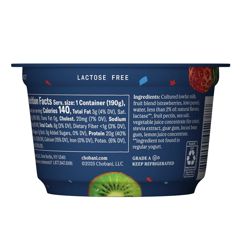 Chobani Greek Yogurt 20G Protein Low-Fat Strawberry Kiwi 6.7 oz