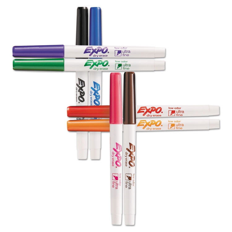 Low-odor Dry-erase Marker, Extra-fine Needle Tip, Assorted Colors, 8/set