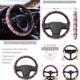 thumbnail image 3 of FKELYI Peach Floral Hummingbird Print 16-Piece Car Interior Set Auto Seat Covers with Steering Wheel Cover Seat Belt Pads Headrest Covers Hanbrake Cover Gear Shift Cover Armrest Pad Coasters, 3 of 6