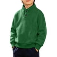 thumbnail image 3 of akafmk Boys Mockneck Sweatshirts Long Sleeve Pullover Sweatshirt Button Stand Collar Ribbed Cuffs Casual Tops Kids Fall Winter Clothes, Size 13-14 Years, 3 of 7