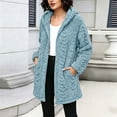 thumbnail image 3 of Trikvn Women's Long Fleece Coat Fuzzy Sherpa Jacket Winter Warm Zip Up Hooded Outerwear with Pockets Cable Knit Cardigan Casual Fall Relaxed Fluffy Overcoat, 3 of 9