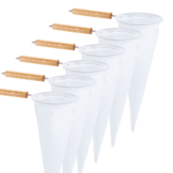 Uxcell 6Pcs Coffee Filters, Flannel Cloth Filter Bags with Wood Handle, White
