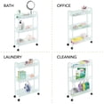 thumbnail image 3 of mDesign Steel Slim Rolling Utility Cart Storage Organizer, Shelves - Mint Green, 3 of 8