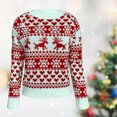 thumbnail image 3 of Crew Cuello de Navidad Pullover Blusa Pullover Reindeer Papá Noel Plazo de Sunnimix Suéter tejido, 3 of 8