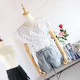 thumbnail image 2 of Camiseta de mujer Verano Cuello en V Dot Sin mangas Blusa de gasa Chaqueta, Blanco Speravity AP001336-01, 2 of 7