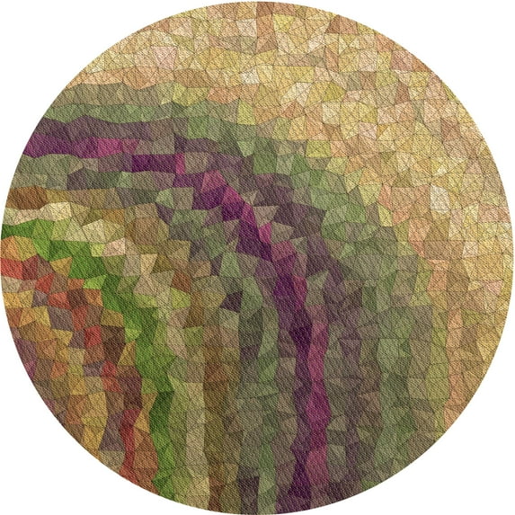 Ahgly Company Machine Washable Indoor Round Transitional Metallic Gold Area Rugs, 7' Round
