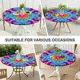 thumbnail image 7 of Colorful Rainbow Tie Dye Spiral Pattern Round Fitted Tablecloth with Elastic Edge,Dining Table Cover Waterproof,Outdoor Round Tablecloth for Camping,Dining,Indoor and Outdoor, 7 of 7