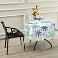 thumbnail image 6 of Dreamtimes Round Tablecloth 60", Blue Christmas Snowflakes Table Cover Water Resistant Spill Proof Large Table Cover for Indoor & Outdoor Family Gathering Dinner, BBQ Christmas Decoration, 6 of 7