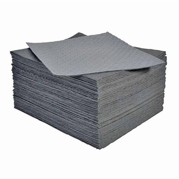 Sorbent Pad, 11 gal, 15 1/2 in x 20 in, Universal, Gray, Polypropylene