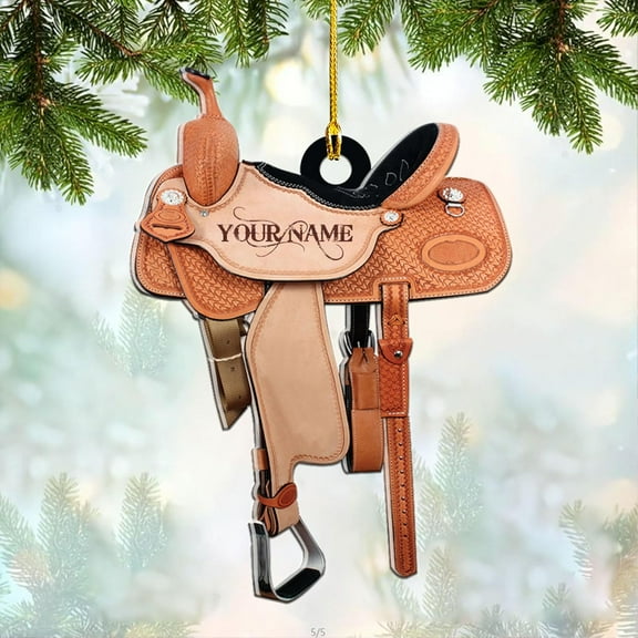 Personalized Cowboy Christmas Ornaments, Cowboy Boots and Hat Ornament for Cowboy, Saddle Ornament, Cowboy Cowgirl Horseback Riding Ornament Tree Hanging Ornament (CB 1) - 2685