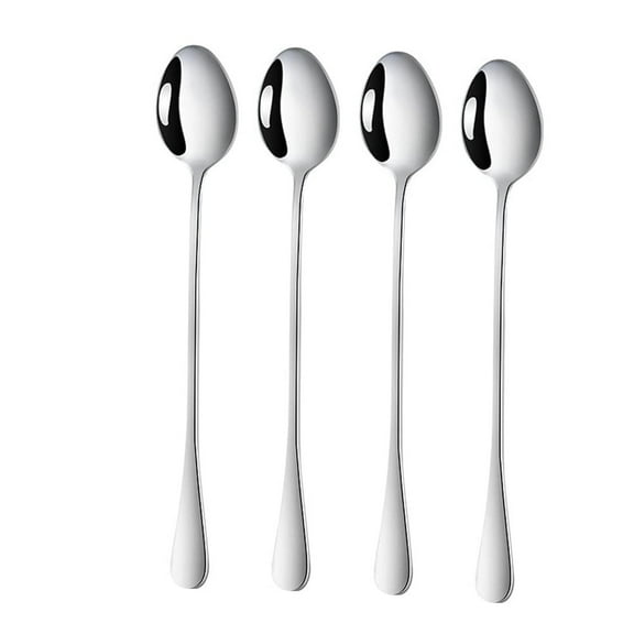 Long Handle Spoons,7.6-inch Ice Tea Spoon, Coffee Stirrers,Ice Cream Spoon, Ksopiavobs Premium Stainless Steel Coffee Spoons, Cocktail Stirring Spoons, Set of 4（Silver）