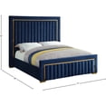 thumbnail image 5 of Meridian Furniture Dolce Solid Wood and Velvet Queen Bed in Navy, 5 of 6
