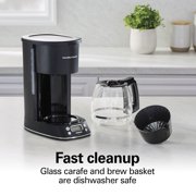 Hamilton Beach 12 Cup Programmable Coffee Maker, Glass Carafe, Matte Black