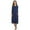 Blue, variant on Dresses For Women 2022 Casual Solid Dress Round Neck Long Sleeve Mid Calf Swing Dress