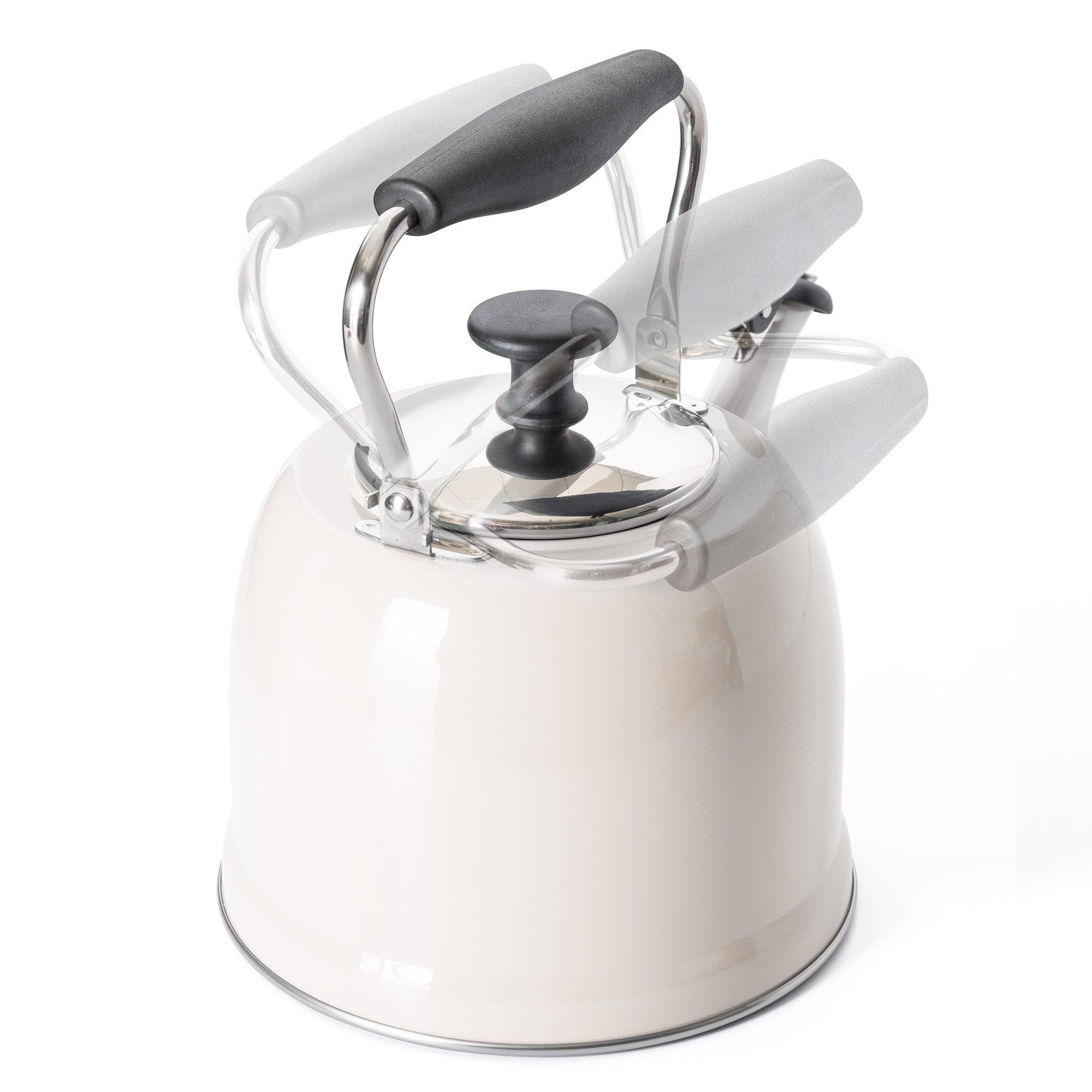 Martha Stewart Everyday Lily Pond 2.2-Quart Stainless Steel Stovetop Tea Kettle with Lid, Linen