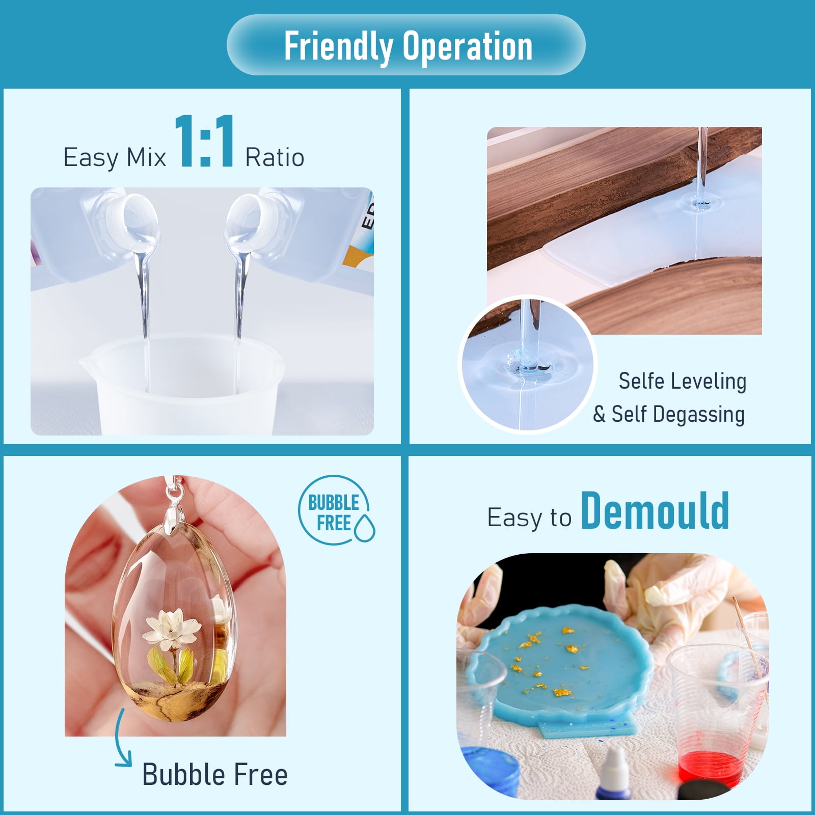 Nicpro 72OZ Crystal Clear Epoxy Resin Kit, Casting and Coating Epoxy Resin Supplies, Resin Starter Kit for Resin Mold, Art, Jewelry Making with 16 Mica Powder, Gold Foil Flake, Measuring Cup