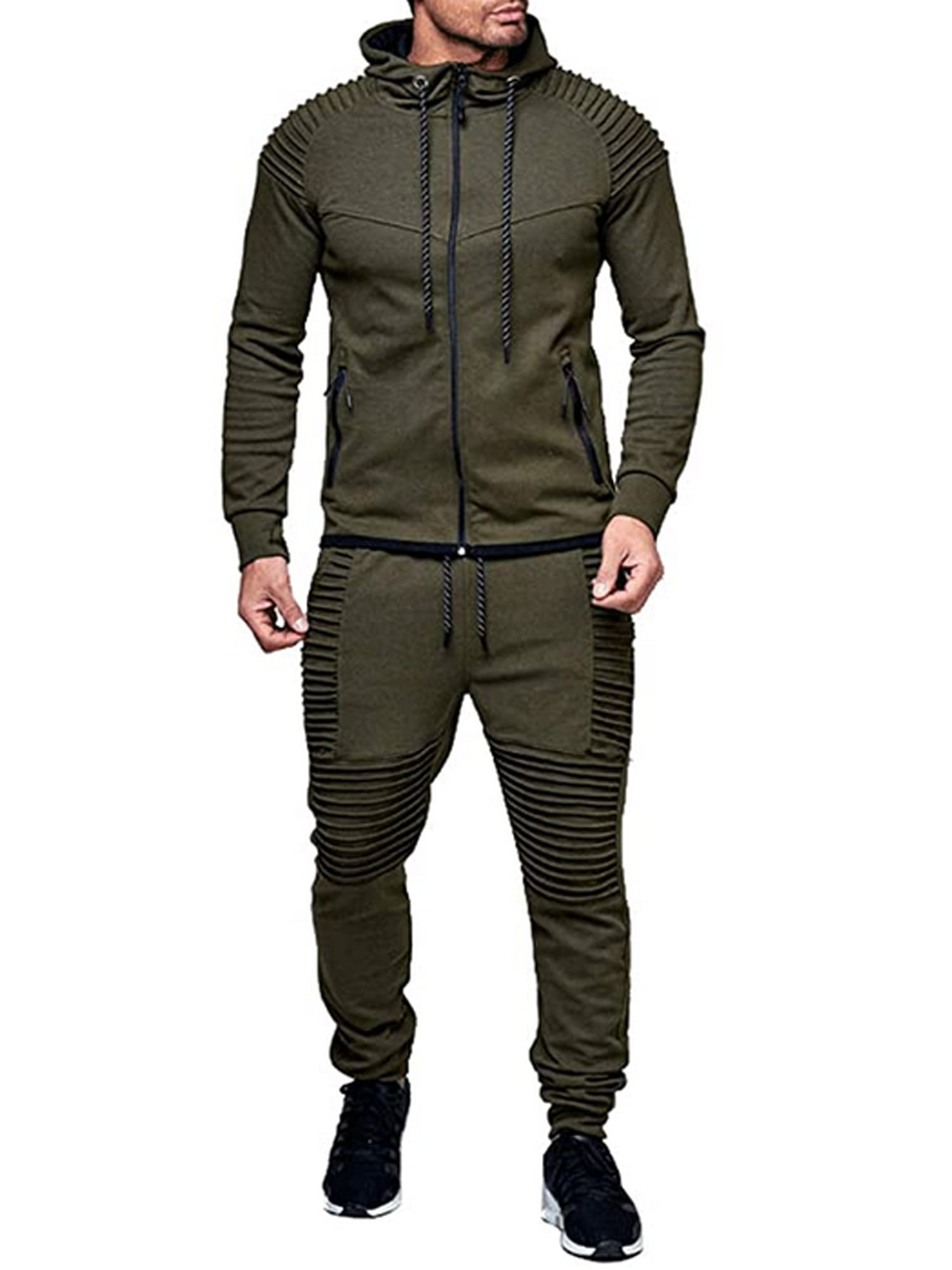 Drawstring Pants 2 pcs Set Autumn Winter Men Tracksuit Sport Suits,Vanvler Male Printed Sweatshirt Top