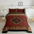 thumbnail image 2 of jejeloiu Ancient Bohemian Aztec Queen Comforter Set,Boho Exotic Style Bedding Sets,Red Brown Bedding Comforter Set For Men Women,Breathable Home Decor Reversible,3-Piece, 2 of 8