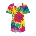 thumbnail image 4 of jtjvou Women's Summer Short Sleeve Pullover Going out Tops for Teen Tie Dye Tops Crewneck Tuinc Trendy Fashion Lady Oversize Multicolor,L, 4 of 6