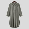 thumbnail image 5 of Leesechin Mens Shirts Big and Tall Men's Muslim Gown Medium Long Sleeve Standing Neck Button Home Suit Comfortable Loose Sleeping Dress Gown, 5 of 5