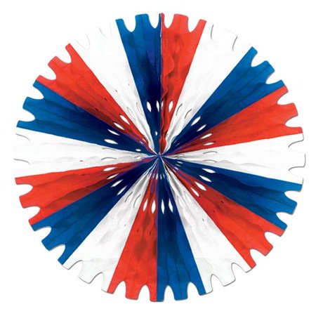 

Pack of 6 - Tissue Fan red white blue by Beistle Party Supplies