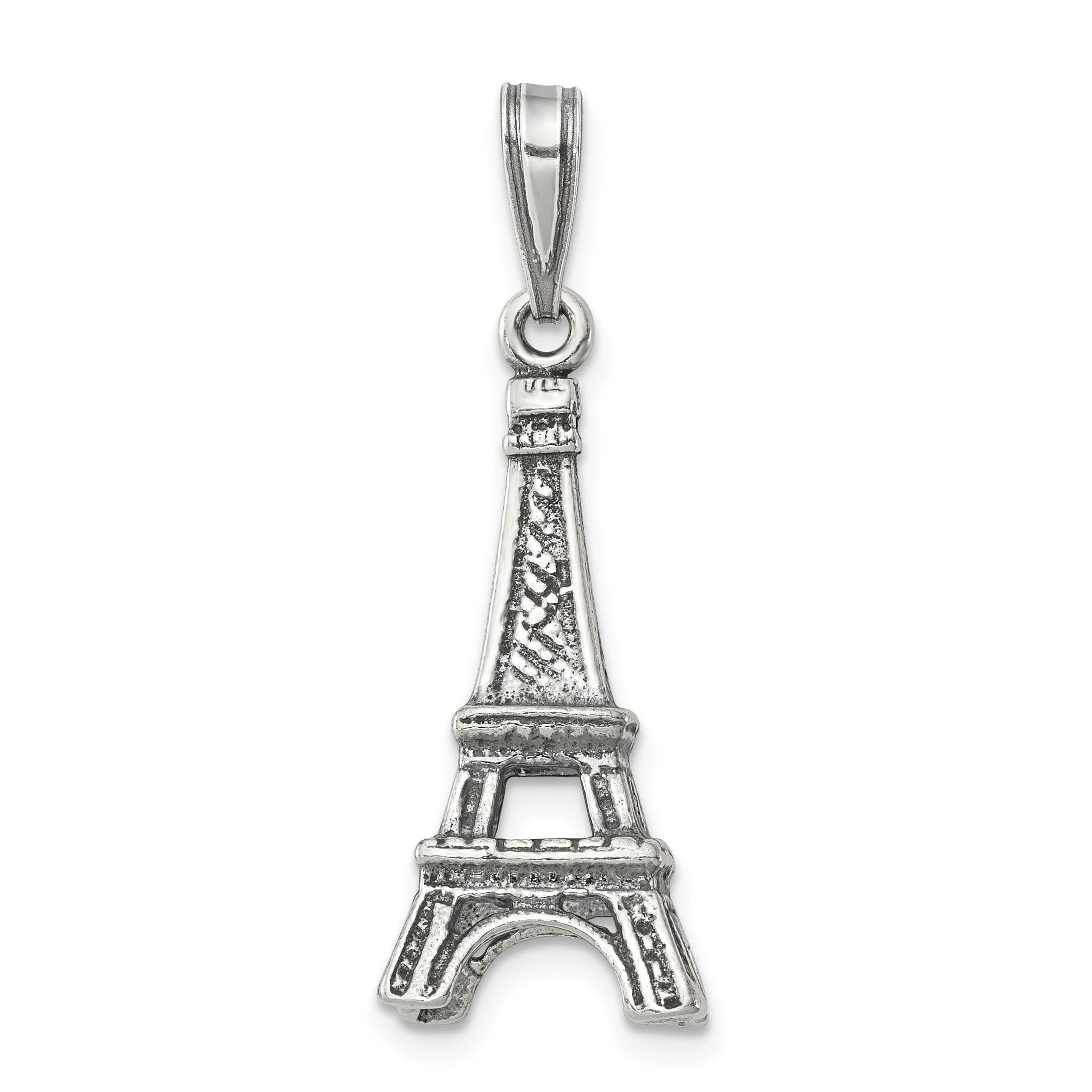 Sterling Silver Paris Eiffel Tower 3D Pendant Charm