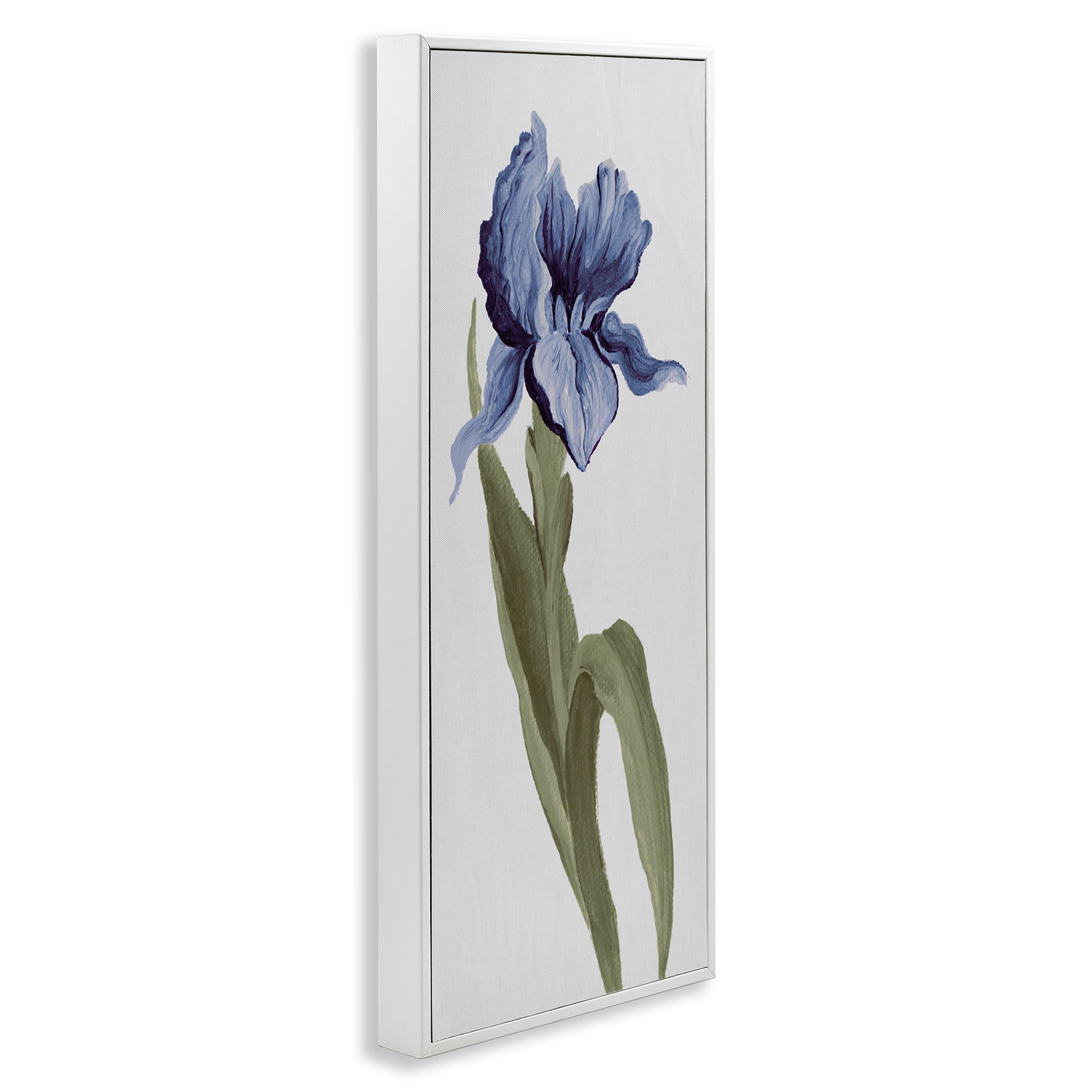 Stupell Industries Blooming Blue Iris Botanical & Floral Painting White Framed Art Print Wall Art, 10 x 24