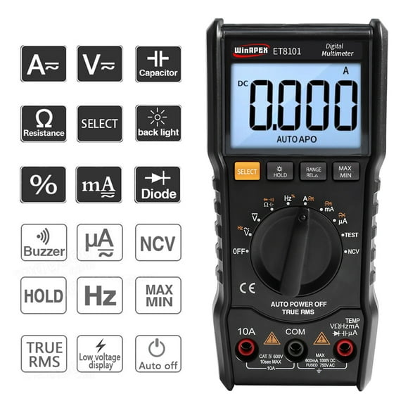 Multimeter,Handheld Meter Resistance Duty Ncv Tester Volt Meter Handheld Lcd Volt Meter Lsfyyds 6000 Lcd Eryue 6000 Lcd Volt 6000 Ion Handheld