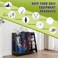 thumbnail image 3 of LZBEITEM Golf Bag Organizer Rack with Wheels - Triple Bag Storage Stand Ideal for Garage, Clubs, and Home, Black, 3 of 13