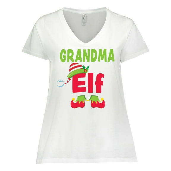 Inktastic Christmas Grandma Elf Women's Plus Size V-Neck T-Shirt