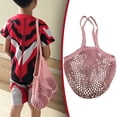 thumbnail image 2 of Lshylf Reusable Mesh Grocery Bags Cotton String Long Handles For Produce Vegetable Storage Cotton(Pink,15.75*15.75in), 2 of 9
