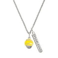 thumbnail image 1 of Delight Jewelry Silvertone Yellow Softball with Stitching Spinner Silvertone Fearless Bar Charm Necklace, 23", 1 of 4