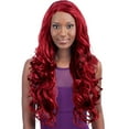 thumbnail image 4 of LHWEN Women's Long Red Brazilian Wavy Curly Wig High Temperature Fiber 31.5 Inch Adjustable Cap Natural Looking Soft Half Machine Made Half Hand Tied Rose Inner Net Heat Up to 150°C Ideal for Parties, 4 of 7