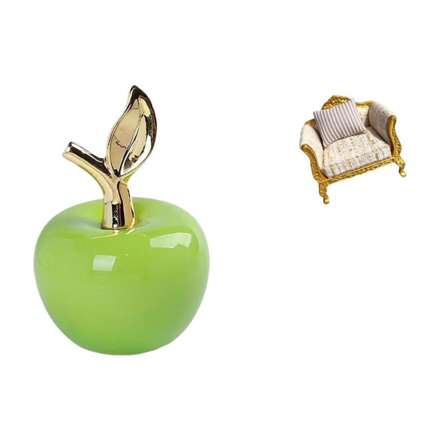 Figura de cerámica con forma de fruta, escultura decorativa para el hogar, cafetería, estudio, sala de vacaciones, con sofá de madera en miniatura, mo