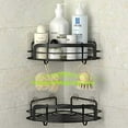 thumbnail image 4 of Black Bathroom Corner Shower Shelfs, Adhesive Wall Mounted Shower Caddy with 4 Movable Hooks, Rustproof Stainless Steel Bathroom Shower Organizer, No Drilling Wall Mount 2-Pack, 4 of 7