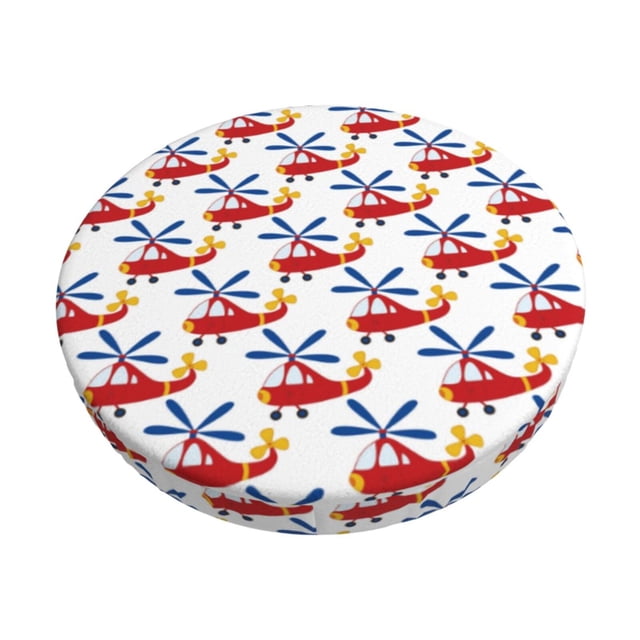 Disketp Cartoon Helicopter Funda Redonda para Taburete, Funda de Cojín para Silla de Bar Suave y Elástica-12 inch