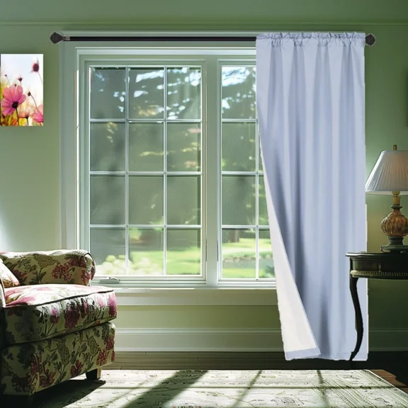 Gorgeous Home Linen 1 Slate Blue Panel Rod Pocket 75% Privacy Foam Lined Window Dressing Light Filtering R64 Size 35" wide X 63" length