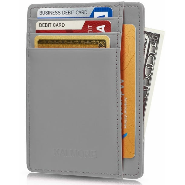 Credit Card Holder with ID Window RFID Protected Genuine Leather Slim