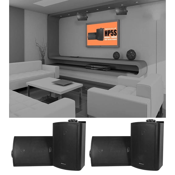 (4) Rockville HP5S-8 Black 5.25" Outdoor/Indoor Home Theater Swivel Speakers
