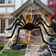 thumbnail image 1 of Halloween Spider Decorations Set - 200” Triangular Spider Web + 50” Giant Fake Spiders - Perfect Outdoor and Indoor Halloween Decorations Kit for Yard Home House, 1 of 6