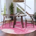 thumbnail image 3 of Pink Marble Round Area Rug 5Ft Washable Circle Rugs for Living Room Bedroom, Modern Ombre Abstract Fluid Aesthetic Art Non-Slip Carpet Floor Mats Indoor Outdoor Carpet Runner Aesthetic Home Decor, 3 of 8