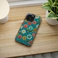 thumbnail image 5 of DistinctInk Clear Hybrid Case for Apple iPhone 13 Pro Max (6.7" Screen) - Bright Blooms on Teal: A Lively Spring Pattern - Tempered Glass Back, 5 of 8
