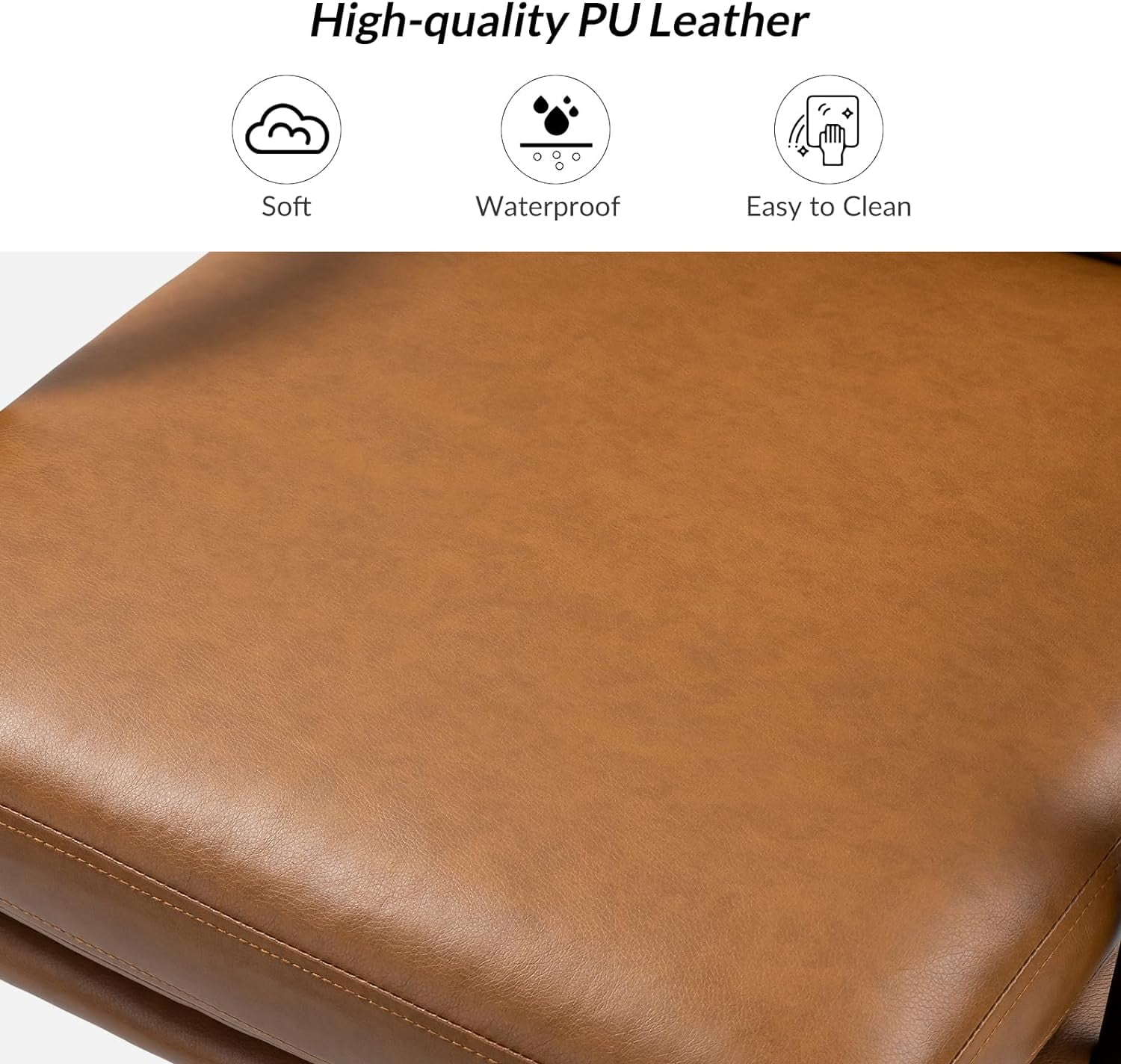 Faux Leather Home Office Chair, Swivel Task Desk Chair with Padded Cushion  Camel